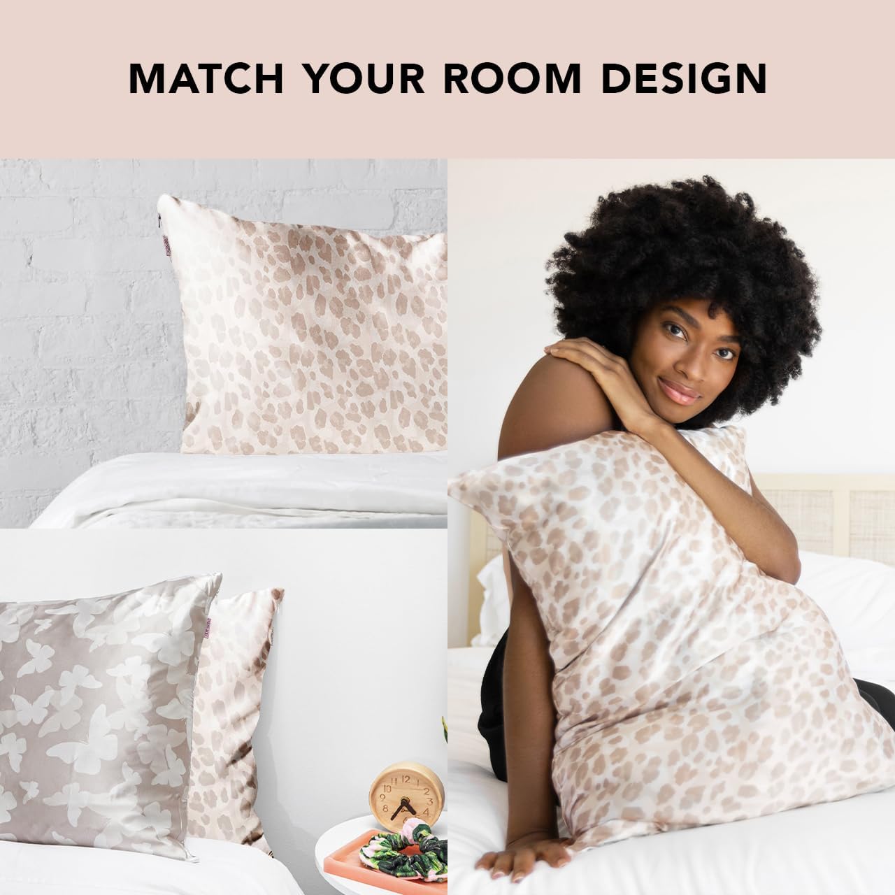 Kitsch Satin Pillowcase with Zipper for Hair & Skin, Softer Than Silk Pillow Cases Queen, Wrinkle-Free, Smooth and Cooling Satin Pillow Covers, Standard Size 19"x26", Leopard, 2pcs