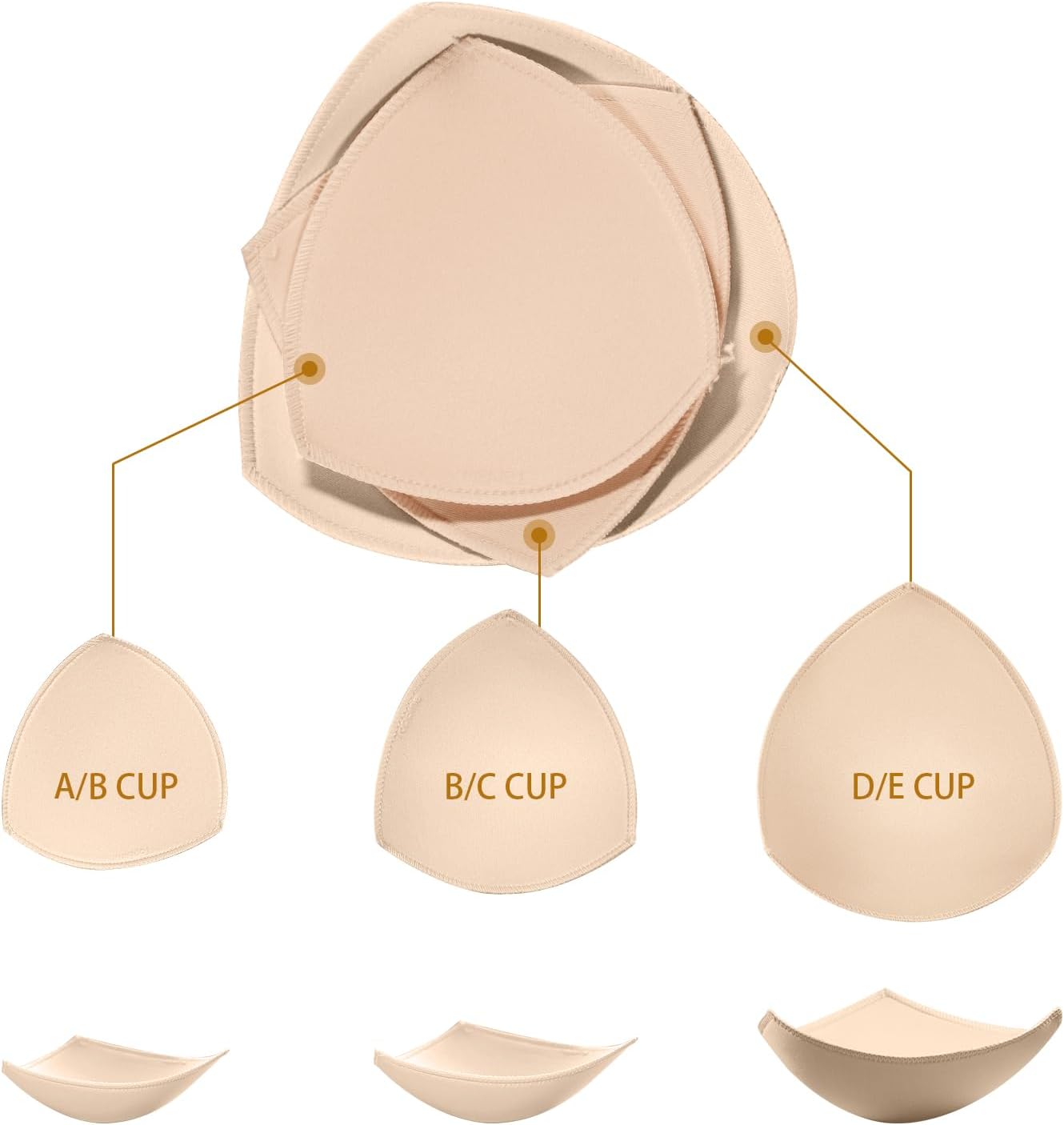 Bra Pad Insert,Removable Sport Bra Cup Triangle Breathable & Reusable Bra Pad for Yoga Bra,Swimsuits,Bikini