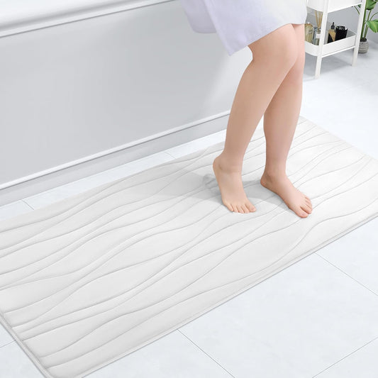 Buganda Memory Foam Bathroom Rug Mat 59x20, Extra Soft and Absorbent Bath Mats, Non-Slip and Machine Washable Bath Rugs for Bathroom Floor,Tub and Shower, Ivory
