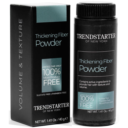 TRENDSTARTER - THICKENING FIBER POWDER (40g) - Natural Matte Finish Hair Styling Powder for All Hair Colors - Instant Thickness, Volume, & Texture - Oil Eliminating Lightweight Formula