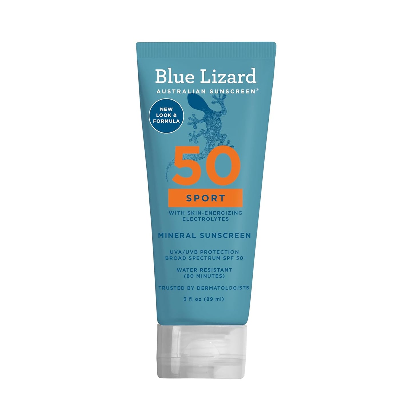 Blue Lizard Sport Mineral SPF 50 Lotion, Ideal for Athletes, 100% Mineral Sunscreen Actives, Fragrance-Free, Paraben-Free, Vegan, 3.0 fl oz