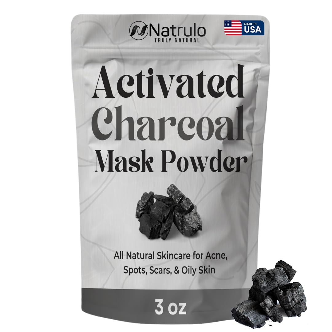 Charcoal Face Mask – Natural Black Mask with Bentonite Clay – Deep Cleansing, Blackhead Remover, Pore Reducer for Acne, Oily Skin & Scars – Hydrating, Exfoliating Detox Facial Skincare – Made in USA