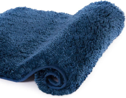 Walensee Large Bathroom Rug (24 x 48, Navy) Extra Soft and Absorbent Shaggy Bath Mat Machine Washable Microfiber Non Slip Luxury Floor Mat