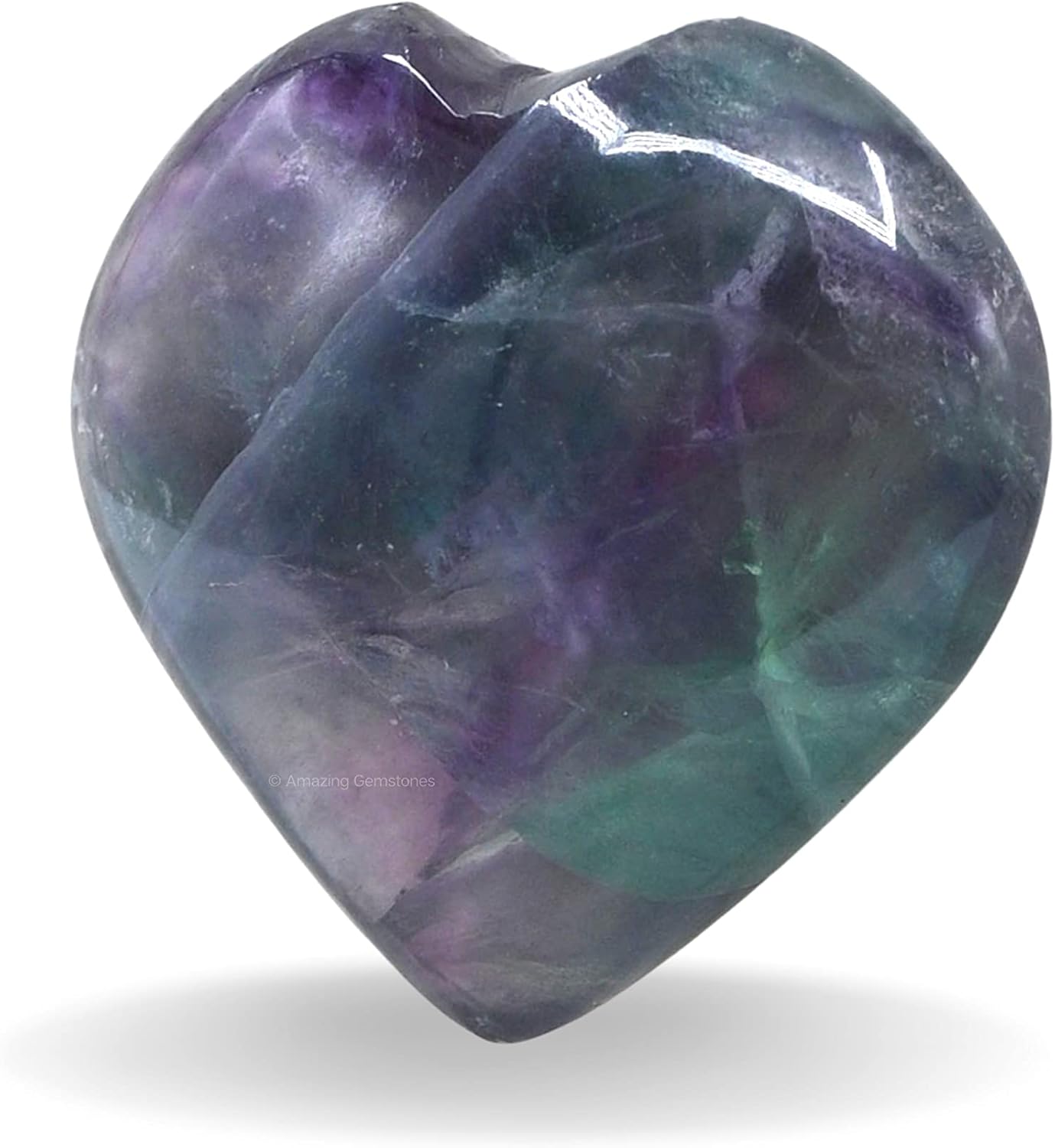 Amazing Gemstone Purple Fluorite Crystal Heart Palm Stone - Pocket Massage Worry Stone for Natural Body Chakra Balancing, Reiki Healing and Crystal Grid