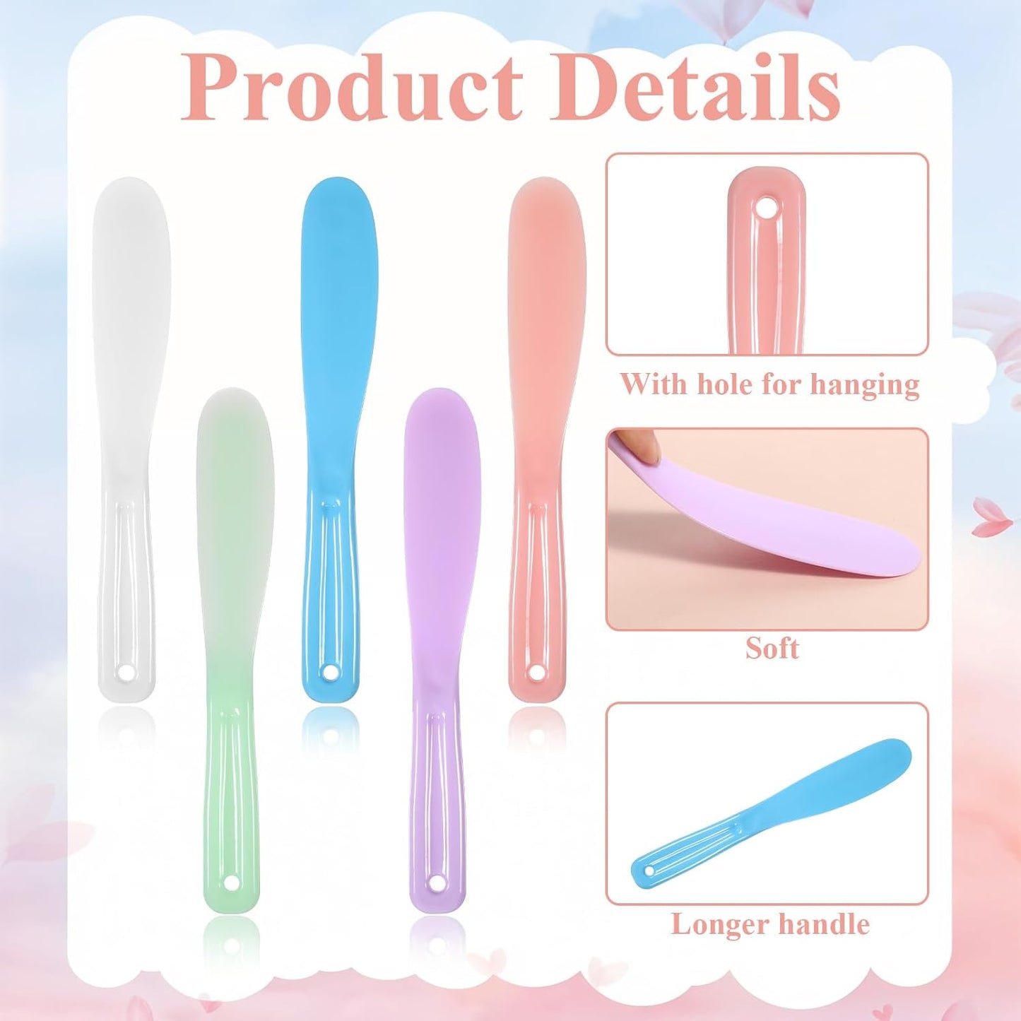 5 Pcs Large Plastic Cosmetic Spatula Large Makeup Scoops Mask Mixing Spoon Scoops Reusable Stick Applicator Beauty Spa Makeup Tools for DIY Cream Lotions Moisturizers