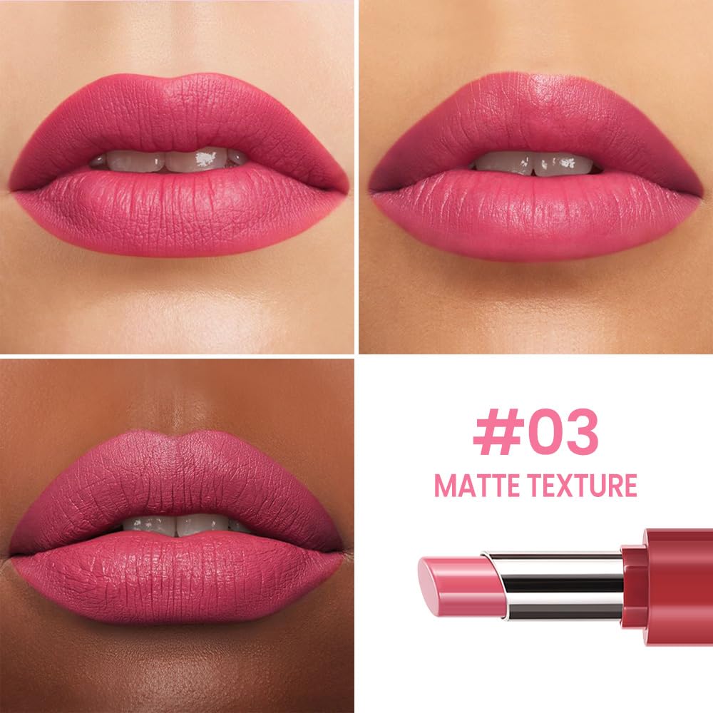 Honey Lipstick Tinted Lip Balm - Matte Tint Cream Lipsticks for All Skin Tones, Hydrating Lip Stain, Can be Buildable Blendable Nourishing Moisturizing Suitable for Women to Every Day Makeup 03