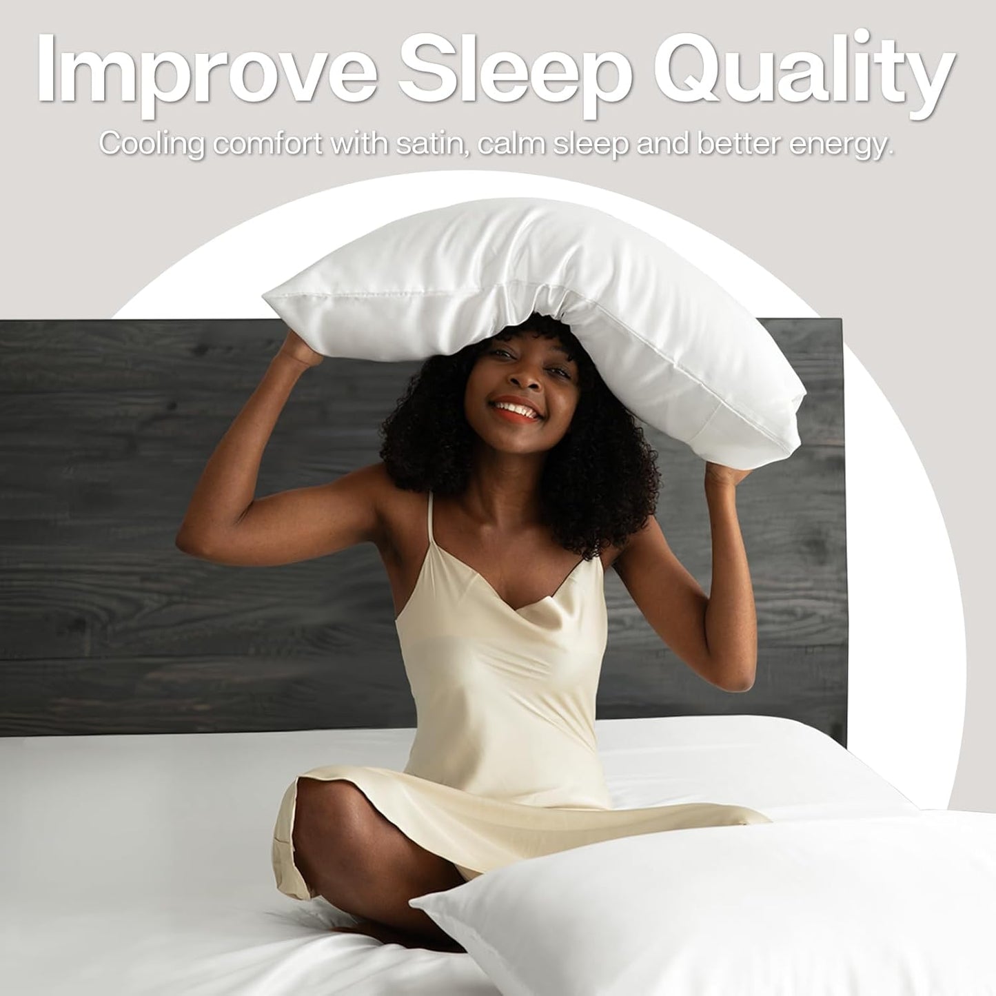 MR&HM Satin Pillowcase for Hair and Skin, Silk Satin Pillowcase 2 Pack, Queen Size Pillow Cases Set of 2, Silky Pillow Cover with Envelope Closure (20x30, Ivory)