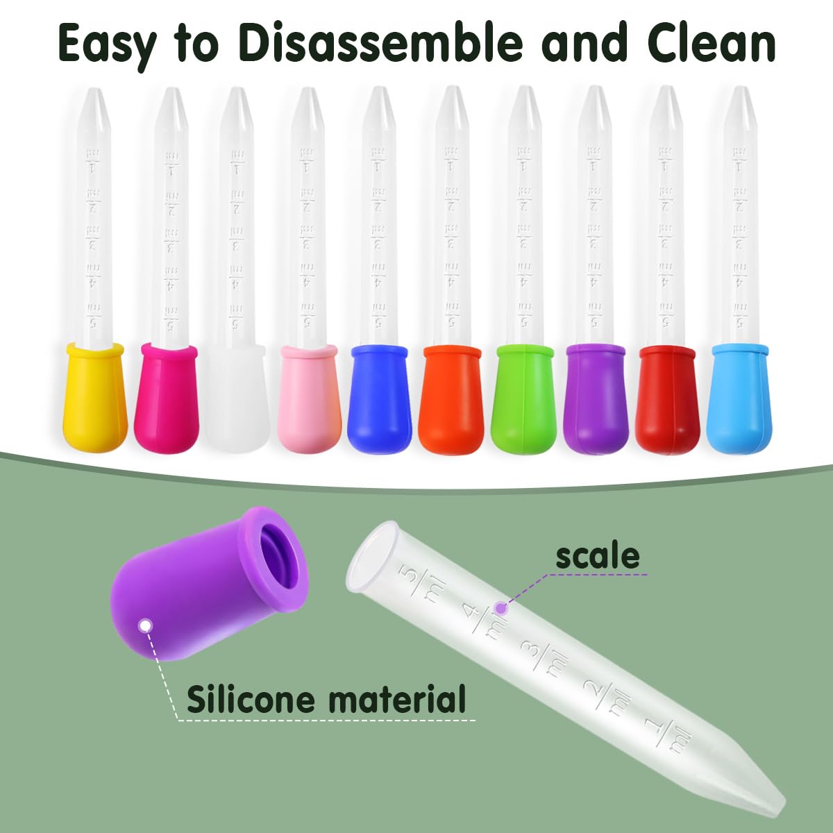 10Pack Liquid Pipettes Droppers Silicone 5ml Clear Medicine Eye Dropper, with Bulb Tip, Silicone and Plastic Pipettes Transfer Eyedropper, Plastic Pipettes Dropper for Feeding, Baking, Crafts Making