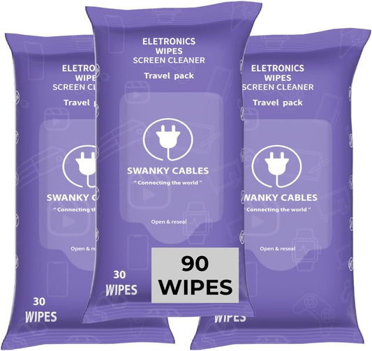 Screen Cleaner Wipes: Electronic Wipes for Screens - Computer Screen Wipes for Lens, Phone, Tv Screen and Monitor Cleaning - Tech Wipes & Microfiber Cloth (Soft Wipes, 90 Count)