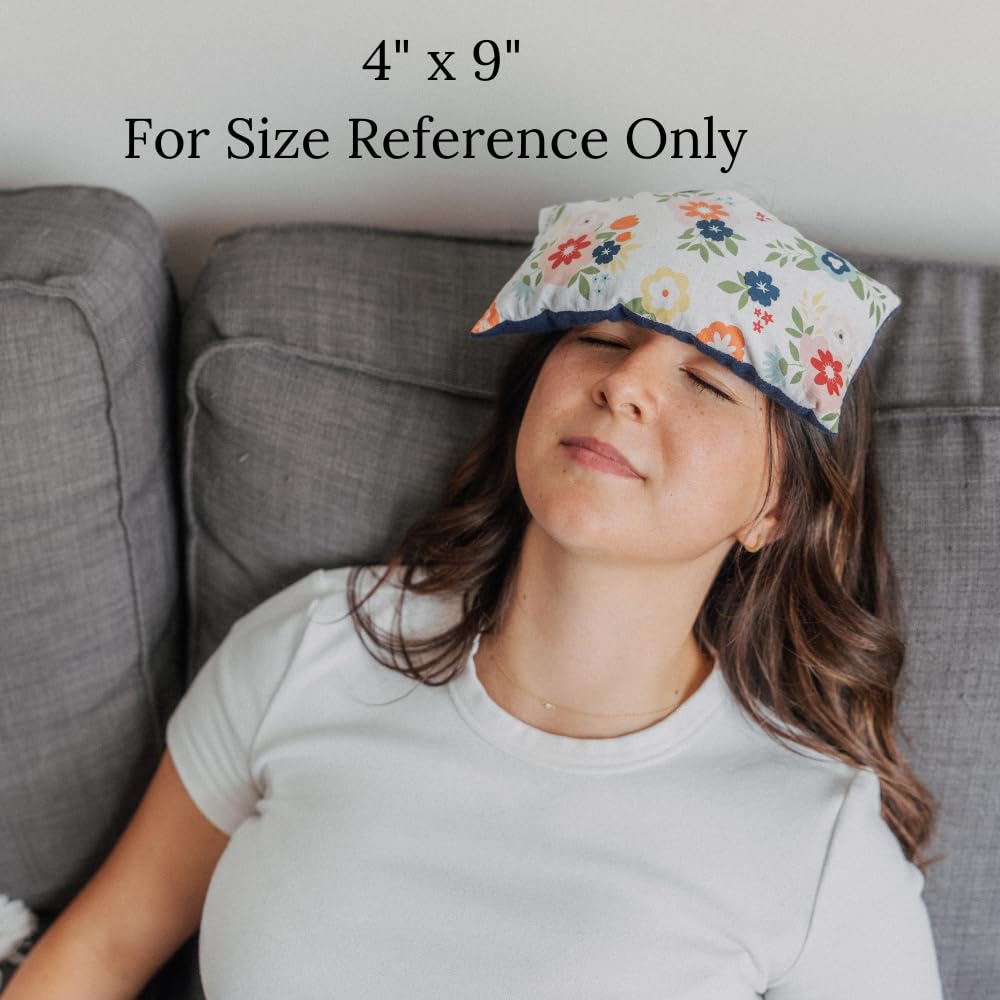 Microwave Heating Pad, Microwavable Hot Pack with Flax Seed and Dried Herbs or Unscented, Aromatherapy Pillow, Cold Compress or Ice Pack, 4 Sizes Available, Soft Floral Fabric