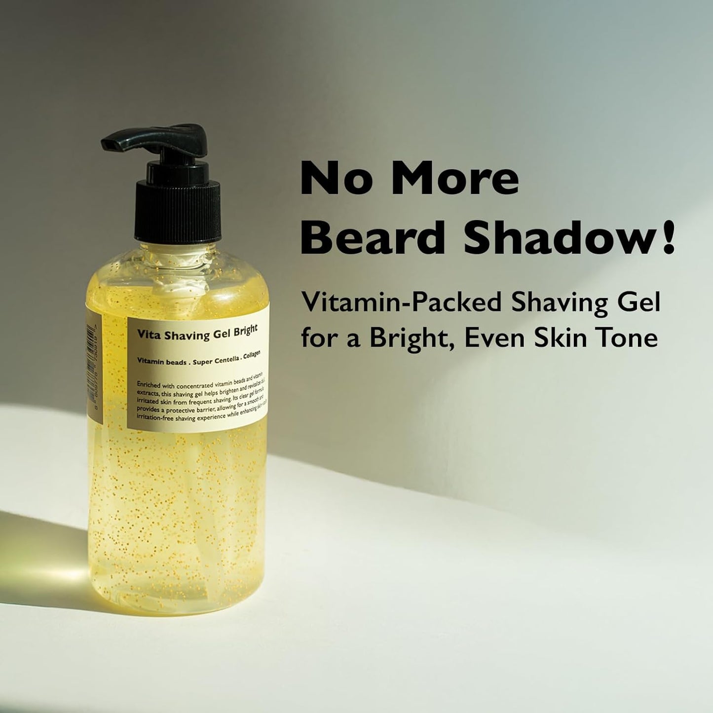 Vita Shaving Gel Bright – Vitamin C Transparent Shaving Gel for Men, Non-Foaming, Smooth Glide & Skin Brightening, 8.45 Fl Oz