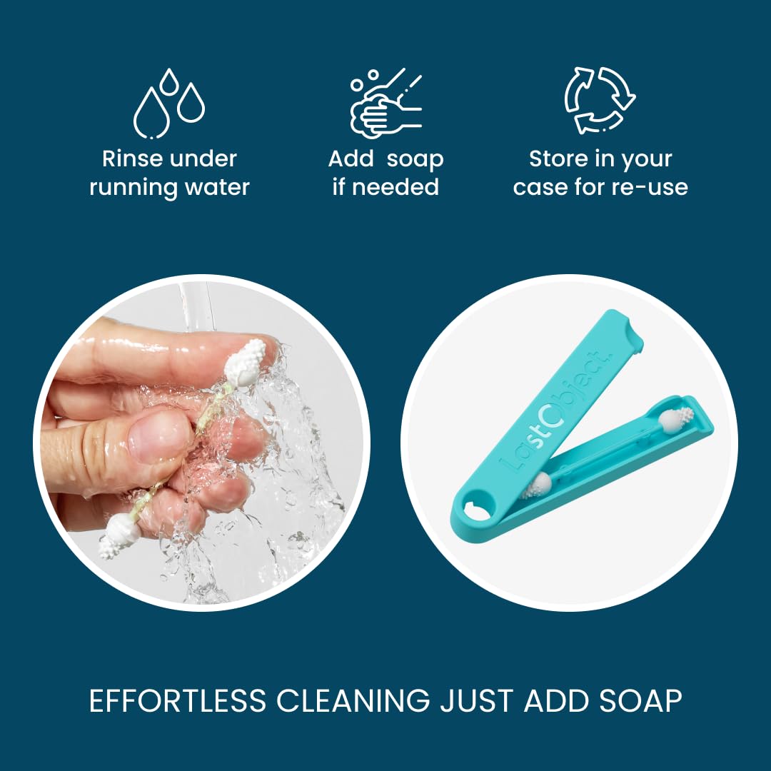LastSwab® Reusable Cotton Safety Swabs for Baby Ear Cleaning - The Sustainable and Sanitary Alternative to Single-Use Q Tips - Easy to Clean and Zero Waste - Convenient Travel Case Holder