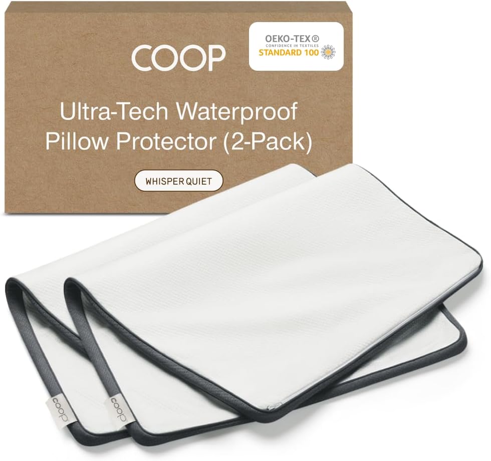 Coop Home Goods Ultra-Tech Pillow Protector for Memory Foam Pillows, Waterproof, Pack of 2 King Size Pillow Covers, Oeko-Tex Certified, Breathable, Zippered Covers, Machine Washable