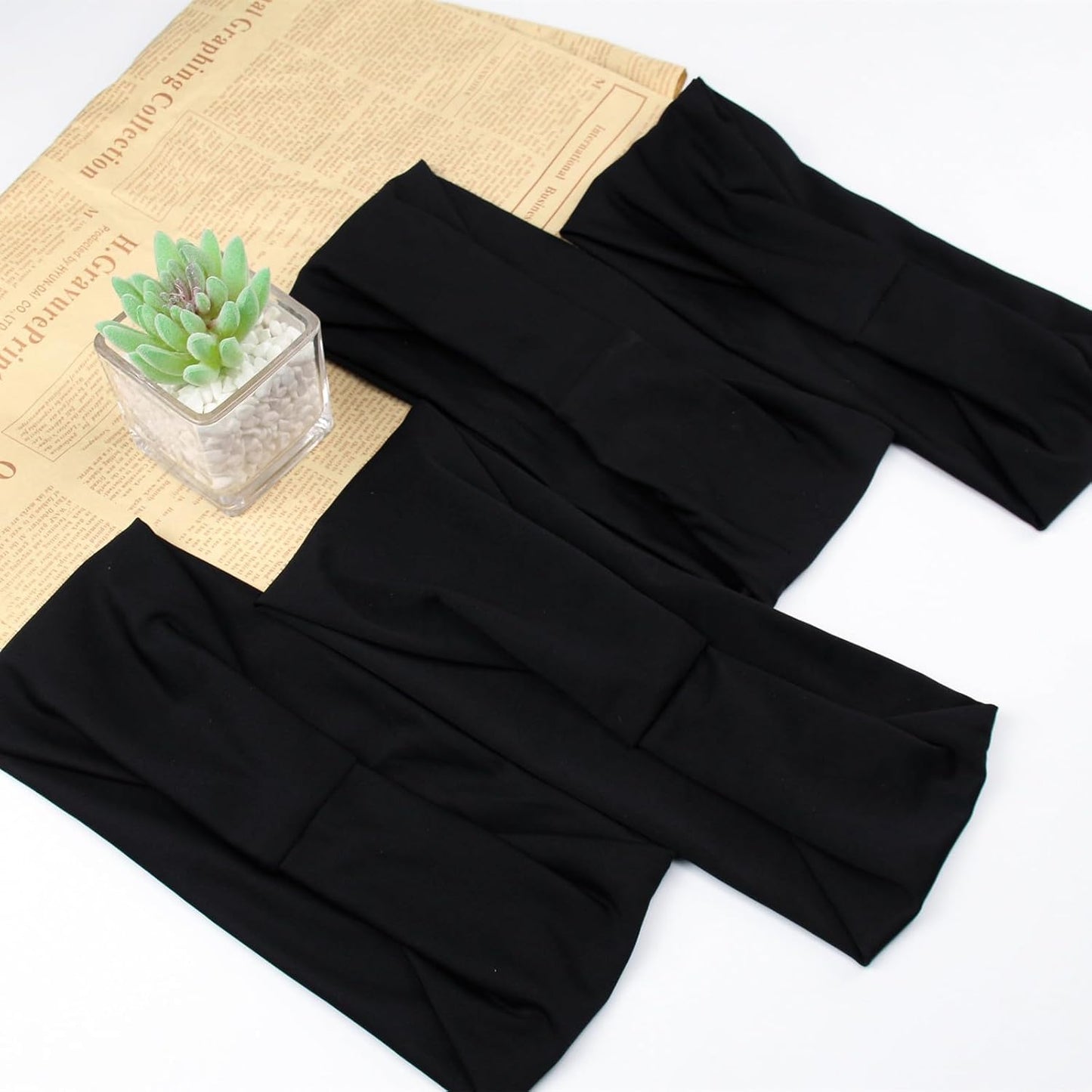 Black 4 inches Wide Headbands for Women, Non Slip Workout Yoga Running Hair Bands Head Wrap Sweat Bands, Pack of 12