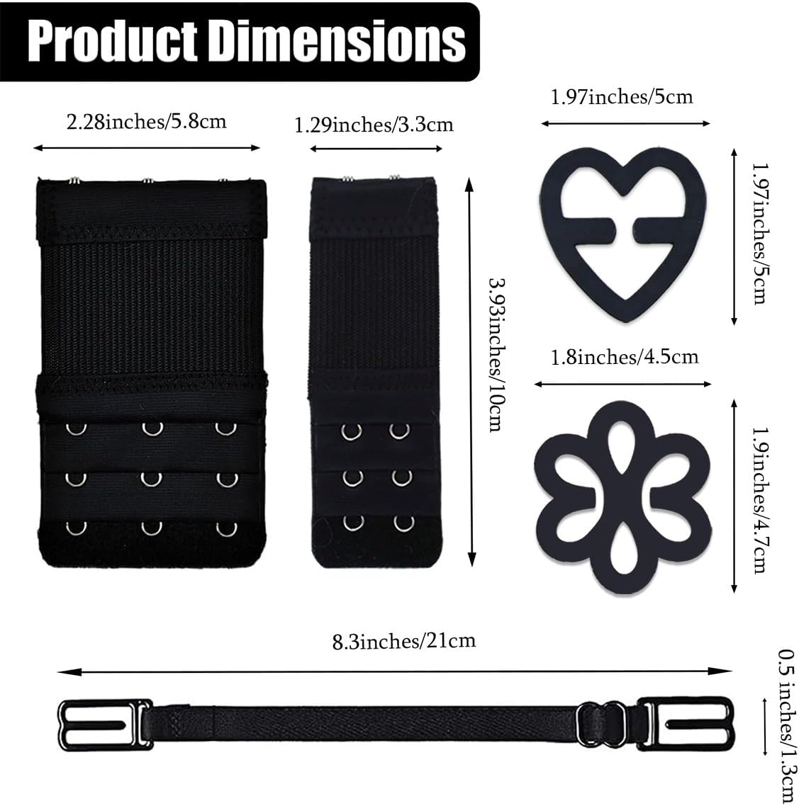 18 Pcs Bra Straps Clips Adjustable Non Slip Bra Clips for Racerback Bra Straps Holder Bra Extenders 2/3 Hook