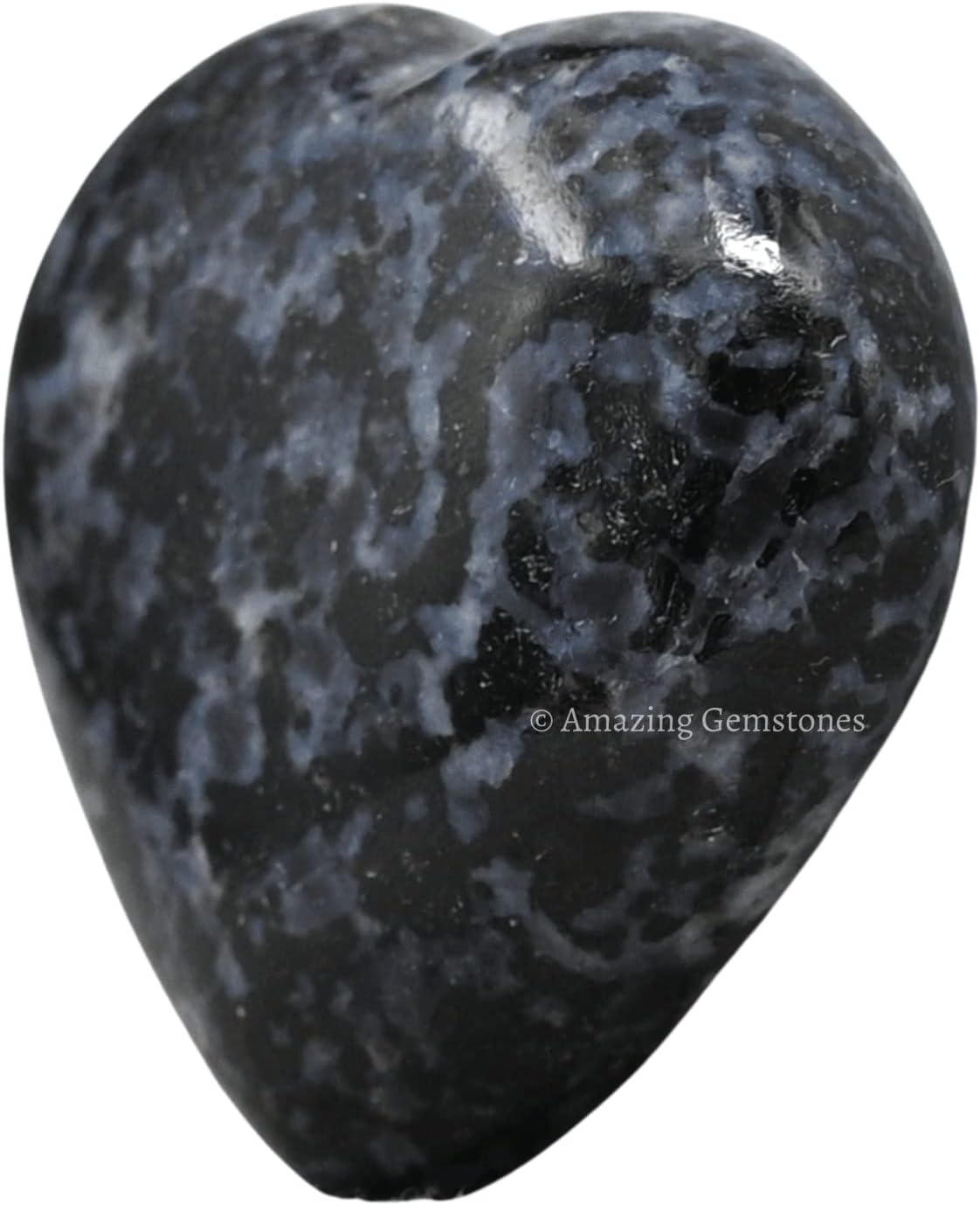 Indigo Gabbro Crystal Heart Palm Stone - Pocket Massage Worry Stone for Natural Body Chakra Balancing, Reiki Healing and Crystal Grid