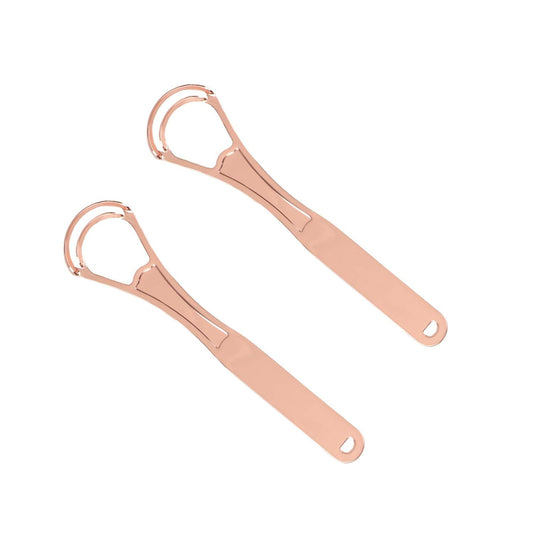 2PCS Tongue Scraper Cleaner Brush Wide-head Double Blades Scrapers For Oral Care, Rose Gold Color