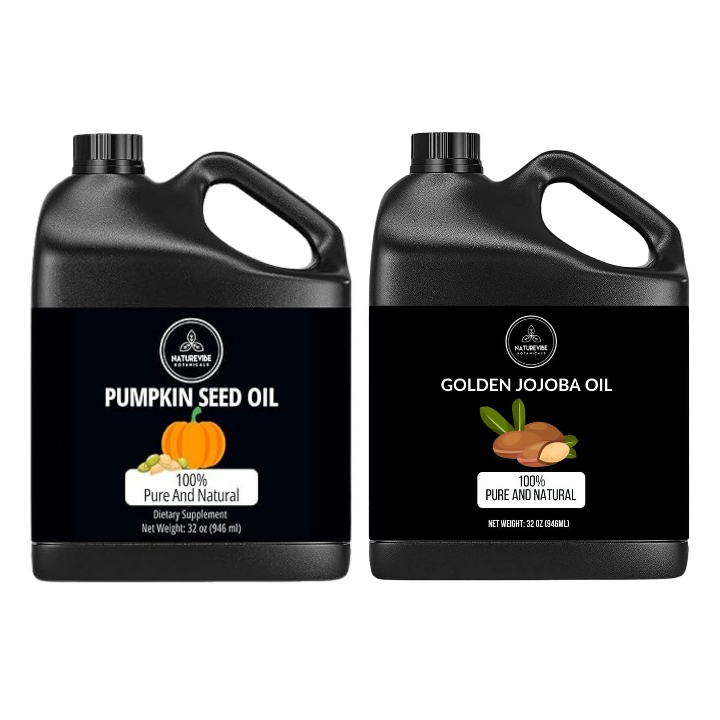 Naturevibe Botanicals Pumpkin Seed Oil 32oz and Golden Jojoba Oil 32oz | Oil Combo