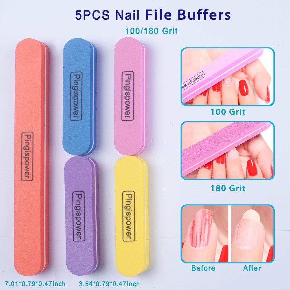 Nail Files and Buffers, 20PCS Professional Emery Boards Nail File and Buffer Block for Natural Nails, Reusable & Washable 100/180 & 600/3000 Grit for Women, Travel Home and Salon