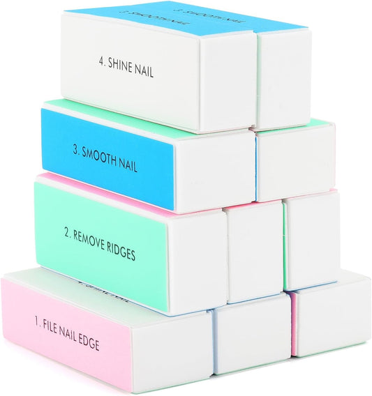 10 Pcs 4 Way Nail Buffers Blocks for Natural Nails, Nail Polishing Block Buffing Block Nail Files, Shape and Shine Nail Tool