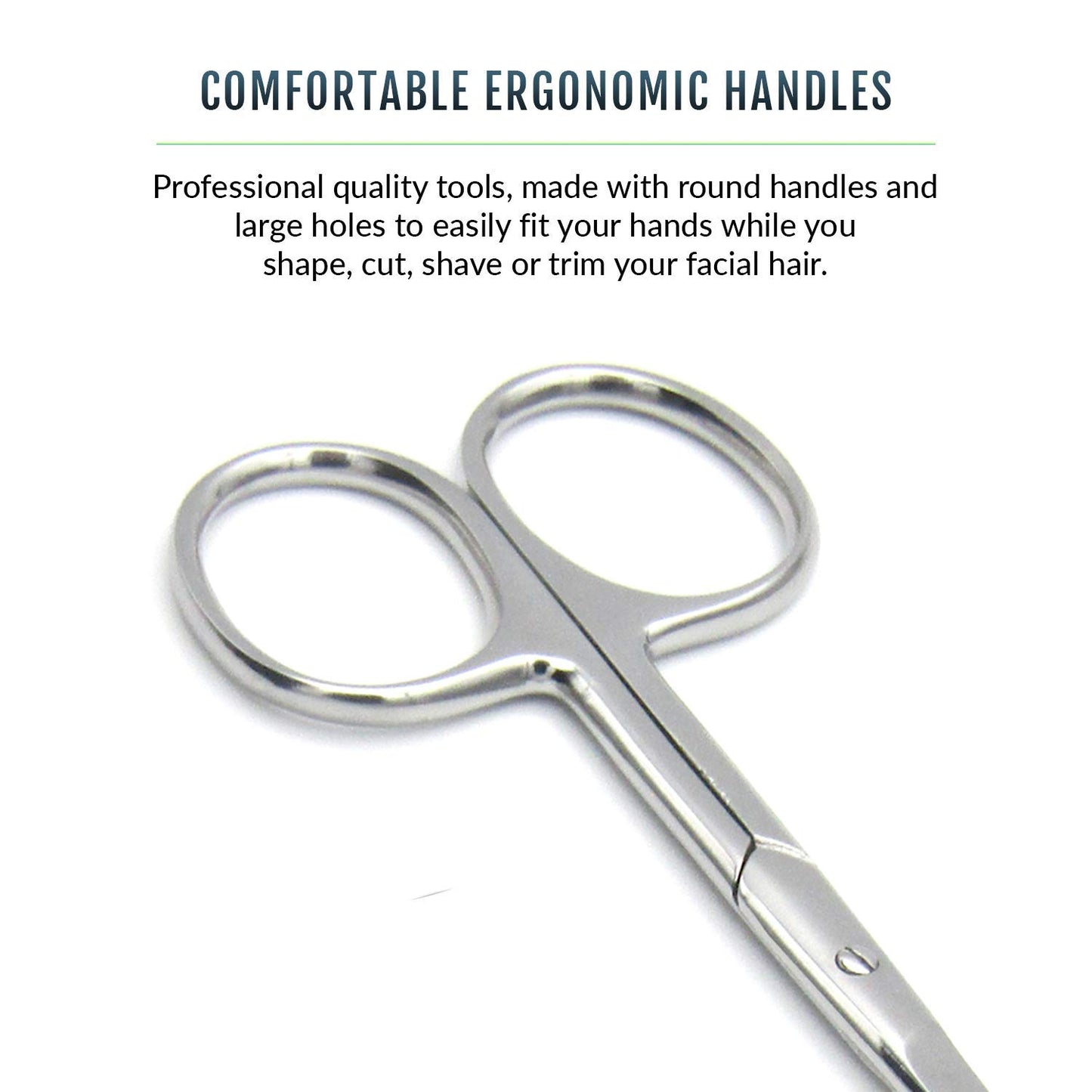 Pack of 2 Curved & Rounded Blunt Tip Stainless Steel Small Scissors for Eyebrows & Eyelashes, Beard Trimming & Moustache, Baby Nails, Nose & Facial Hair
