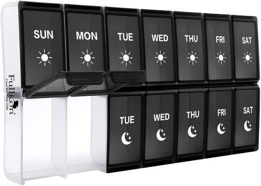 XL Weekly Pill Organizer 2 Times a Day, Fullicon Extra Large Daily Pill Cases Oversized AM PM Pill Box Twice a Day for Vitamin/Fish Oil/Pills/Supplements