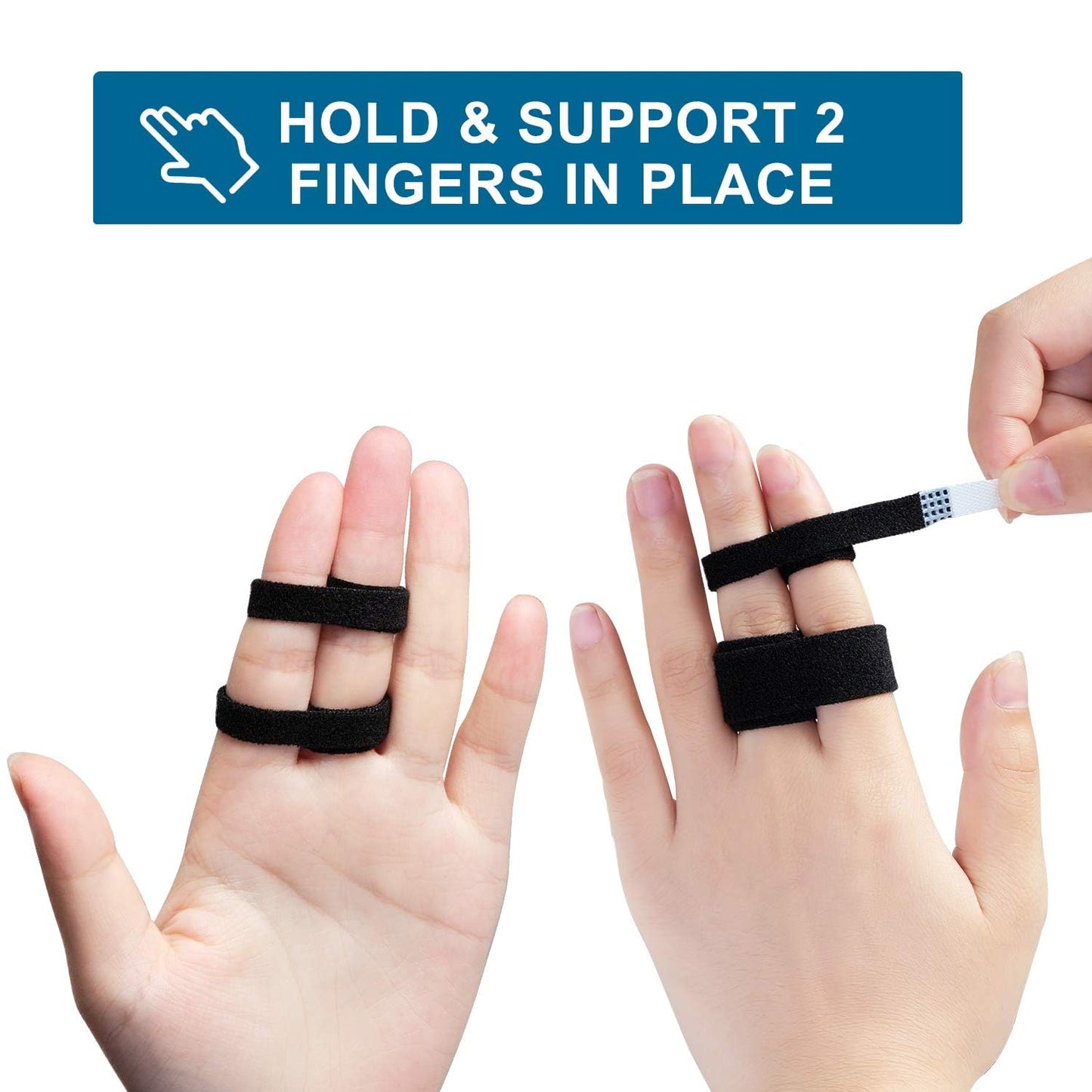 Sumifun Buddy Finger Wraps, Pack of 6 Finger Tapes for Broken, Sprained, Fractured Finger, Finger Straps for Jammed, Swollen, Dislocated Joint (Black)