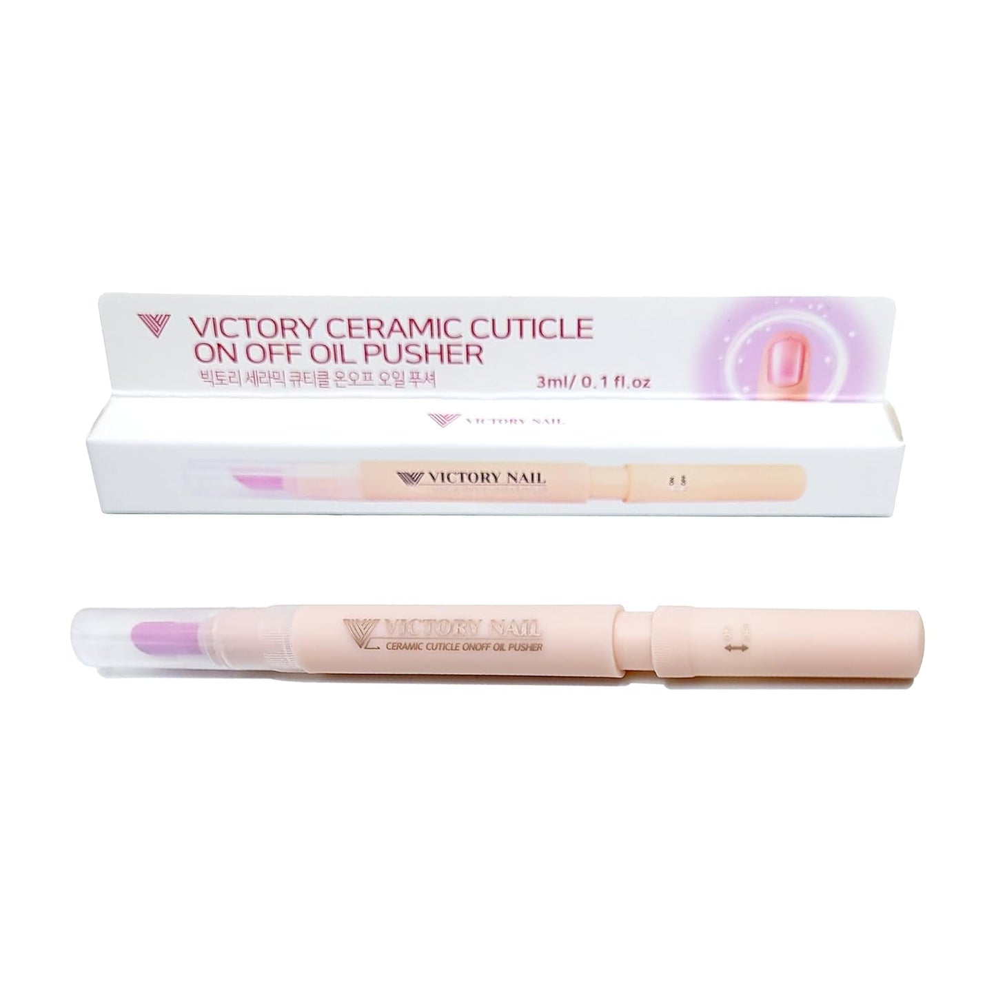 1PCS Ceramic Cuticle On/Off Oil Pusher Cuticle Pusher (Ivory)