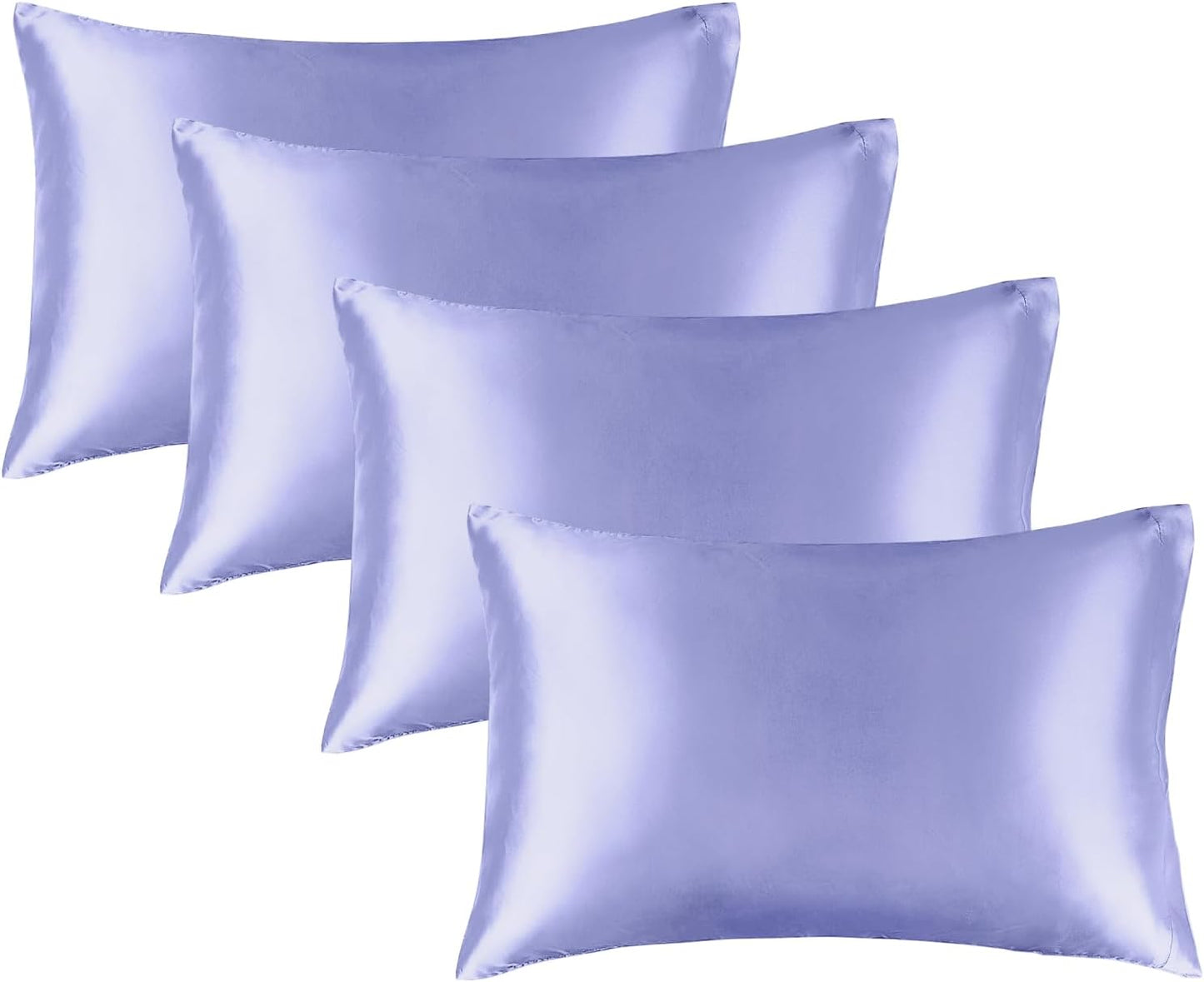 BEDELITE Satin Pillowcase for Hair and Skin, Super Soft Similar to Silk Pillow Cases 4 Pack with Envelope Closure, Cooling Pillowcases for Women Men (20"x40" King Size, Lilac)