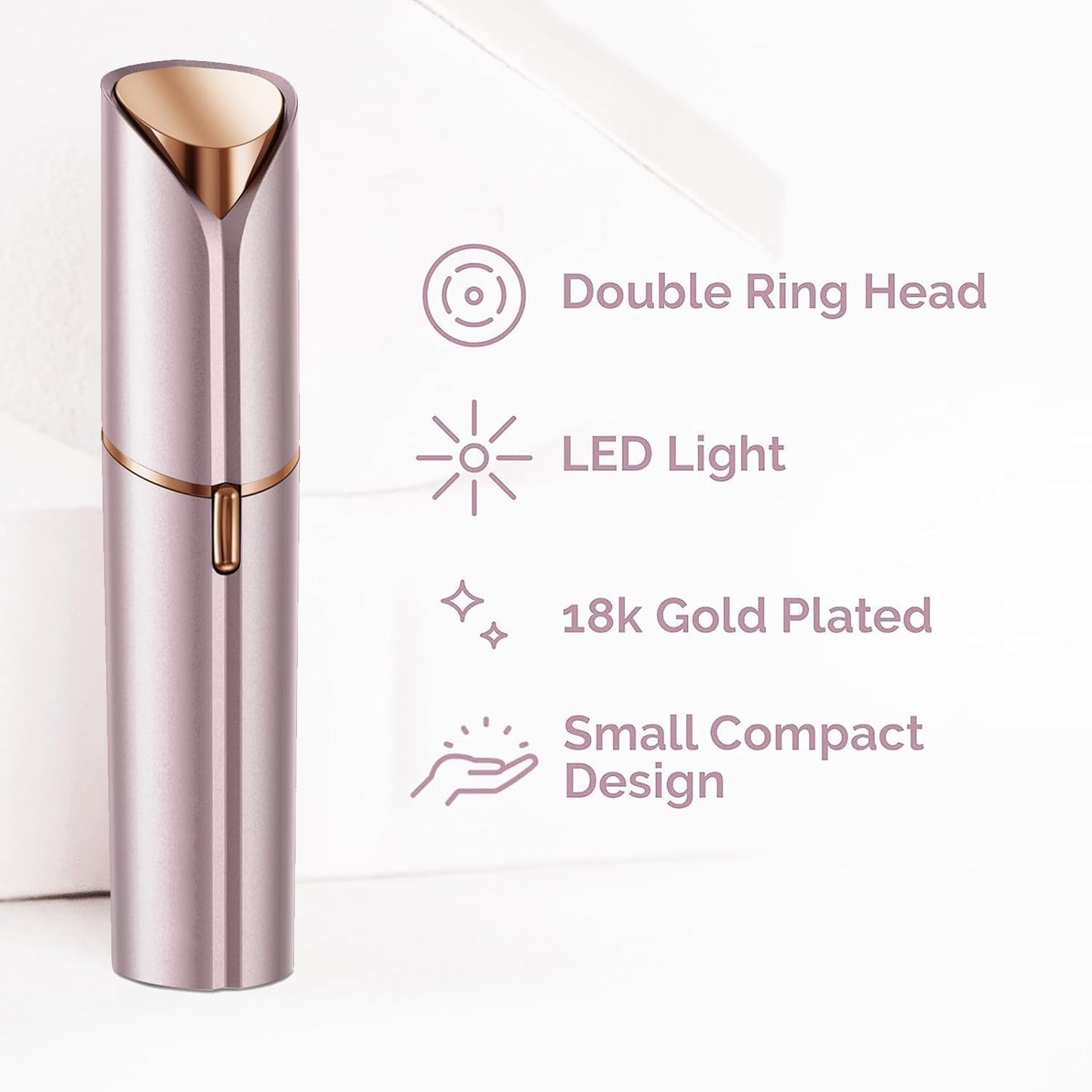 Facial Hair Remover for Women, Face Shaver for Women, Lady Face Electric Razor for Lip, Chin, Peach Fuzz, 2 Replacement Heads and USB Rechargeable