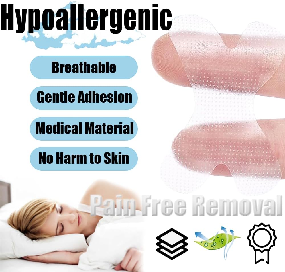 Mouth Tape for Sleeping (120-Pack) Gentle Transparent Premium Tape Breathable Strips-Pain Free Removal-Adhesion Skin-Breathable and Hypoallergenic