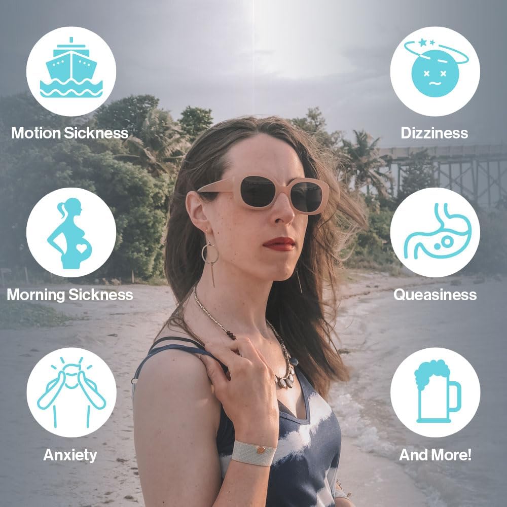 Blisslets Acupressure Relief Band - Cartagena Collection - Parentage (Blue/Camel/Gold, Large - 6 3/4" - 7 1/2")