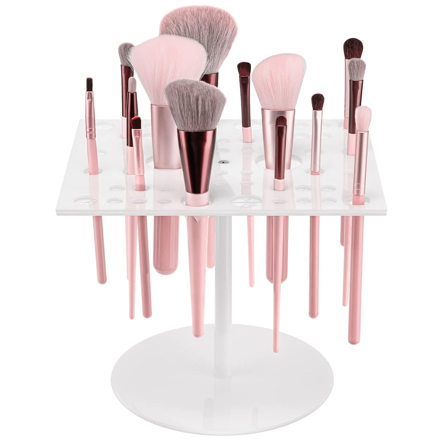 Jetec 54 Holes Acrylic Brush Holder Makeup Brush Drying Rack Collapsible Holder Stand for Acrylic Nail Lover(White)