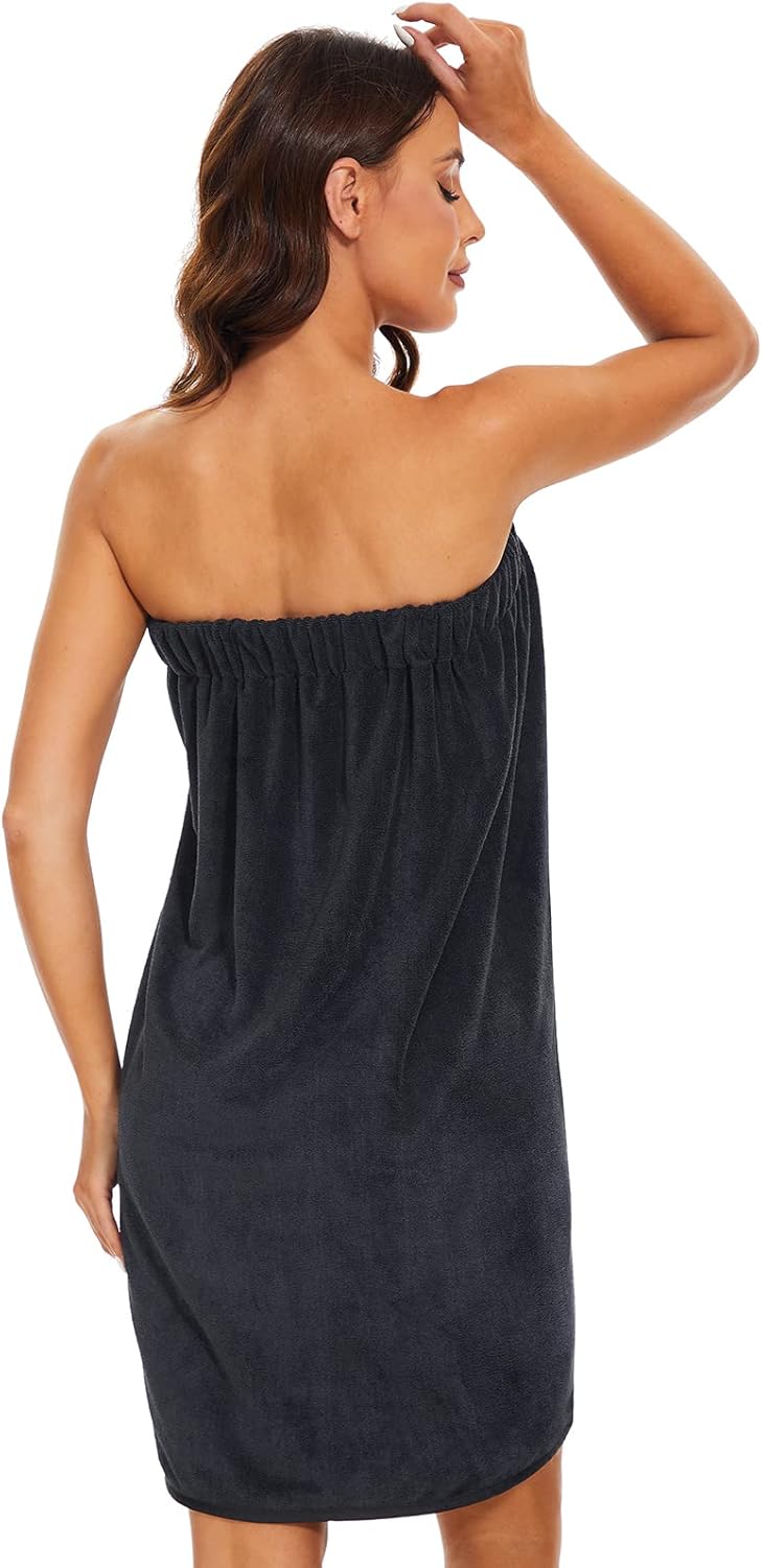 Kniffi Shower Wrap Robe for Women Bath Body Towel Wrap Spa Soft bathrobe with Adjustable Snap Closure