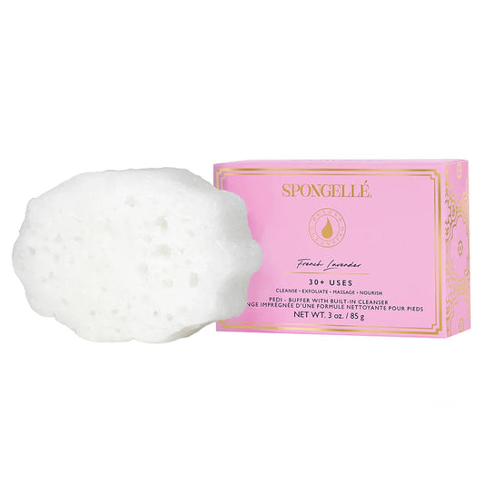 Spongelle Pedi Buffer 30+ Uses | Exfoliating Foot Scrub & Cleanser | Softens, Smooths & Hydrates Dry Feet | Built-in Body Wash | Vegan, Paraben-Free, Cruelty-Free | French Lavender