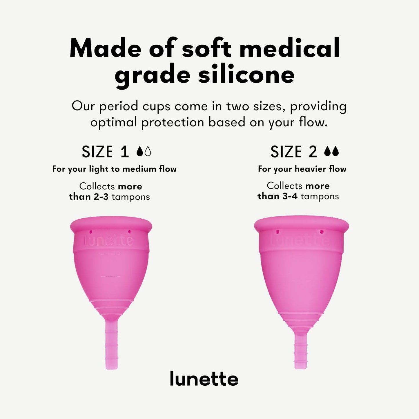 Lunette Menstrual Cup – Best Reusable Period Cup – Wear for 12 Hours and Reuse up to 10 Years, Pink Size 1 for Light to Moderate Flow