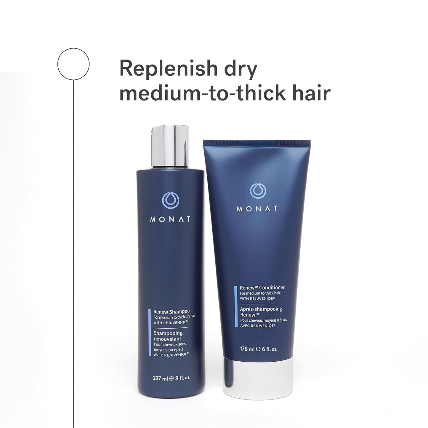 MONAT Renew Shampoo and Conditioner Set Infused with REJUVENIQE For Dry Medium to Thick Hair - Hydrating Hair Care | Sulfate-Free, Paraben-Free | Moisturizing & Nourishing for Healthy Shine