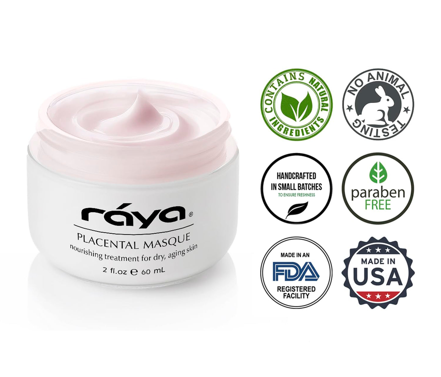 Raya Placental Masque (606) | Nourishing Facial Treatment Mask for Dry or Aging Skin | Revitalizes and Helps Reduce Lines and Wrinkles
