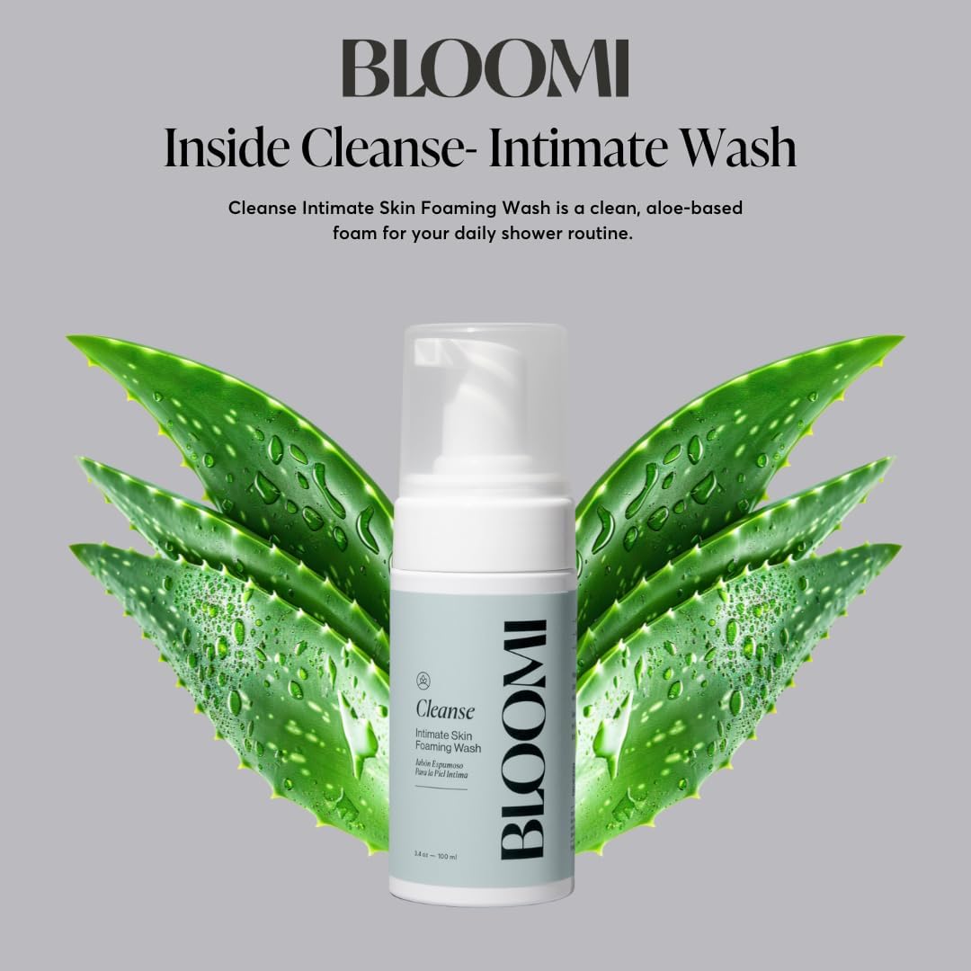 Bloomi Cleanse Intimate Skin Foaming Wash for Women - Hydrating Aloe Vera Cleansing for Intimate Areas Gentle Soothing Feminine Hygiene Shower Moisturizing Natural Foaming Soap Wash 3.4oz (1)