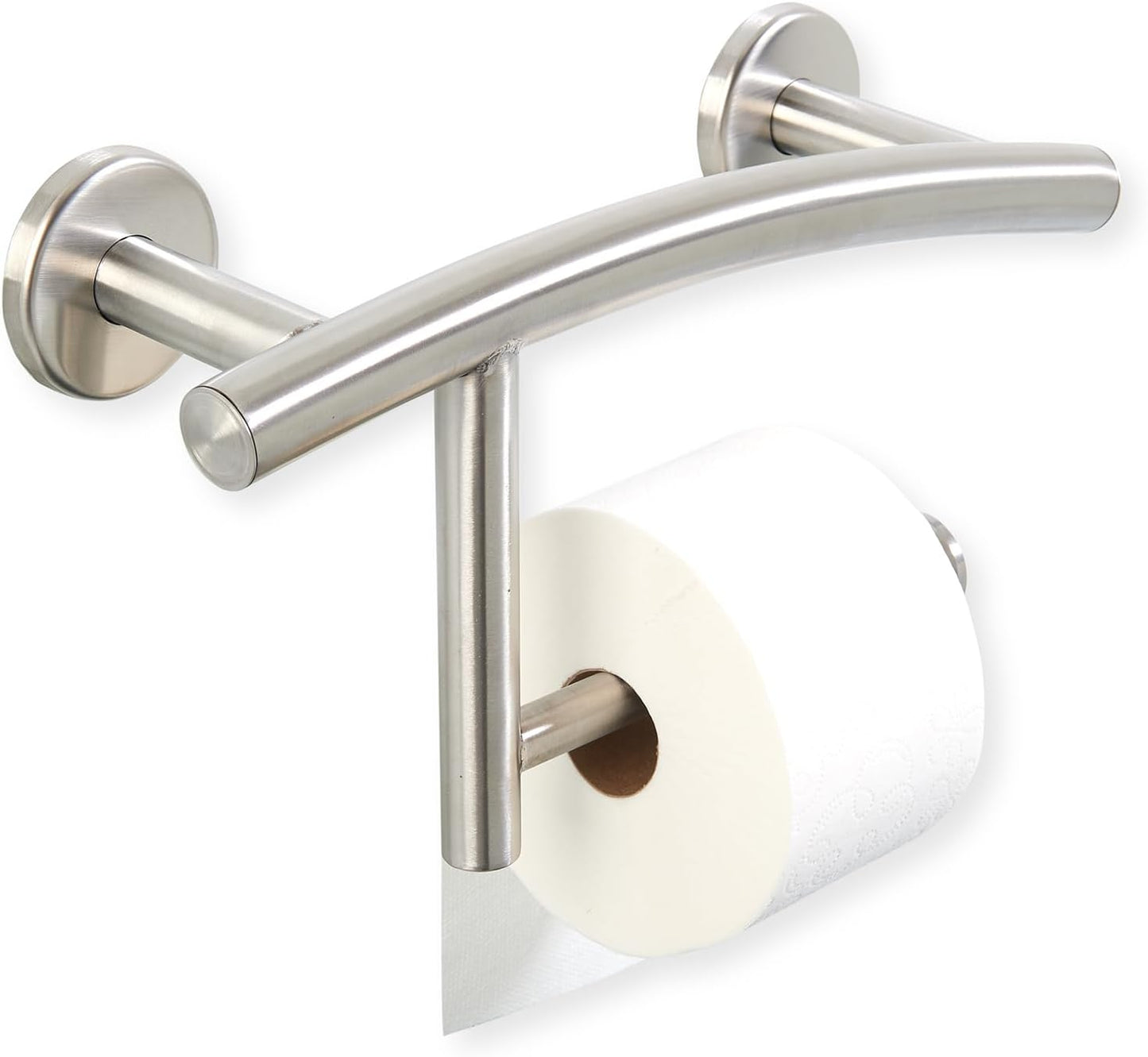 Grab Bar Mega Roll Toilet Paper Holder | ADA Compliant Shower Bar Made of 304 Stainless Steel | Grab Bars for Bathtubs and Showers (Stainless Steel)