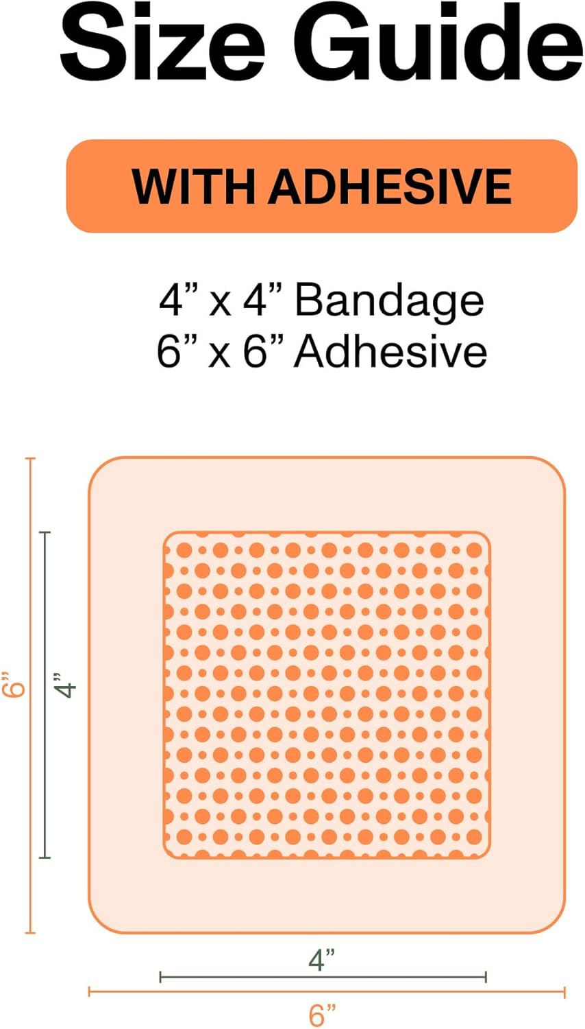 PowerHeal Bioelectric Bandage Kit for Wound Care & Fast Healing – 3-Layers w/Bioelectric Pad, Absorbent Pad, Adhesive + Wound Hydrogel – for Cuts, Abrasions, Blisters, Burns – 3-Pack, 6” x 6”