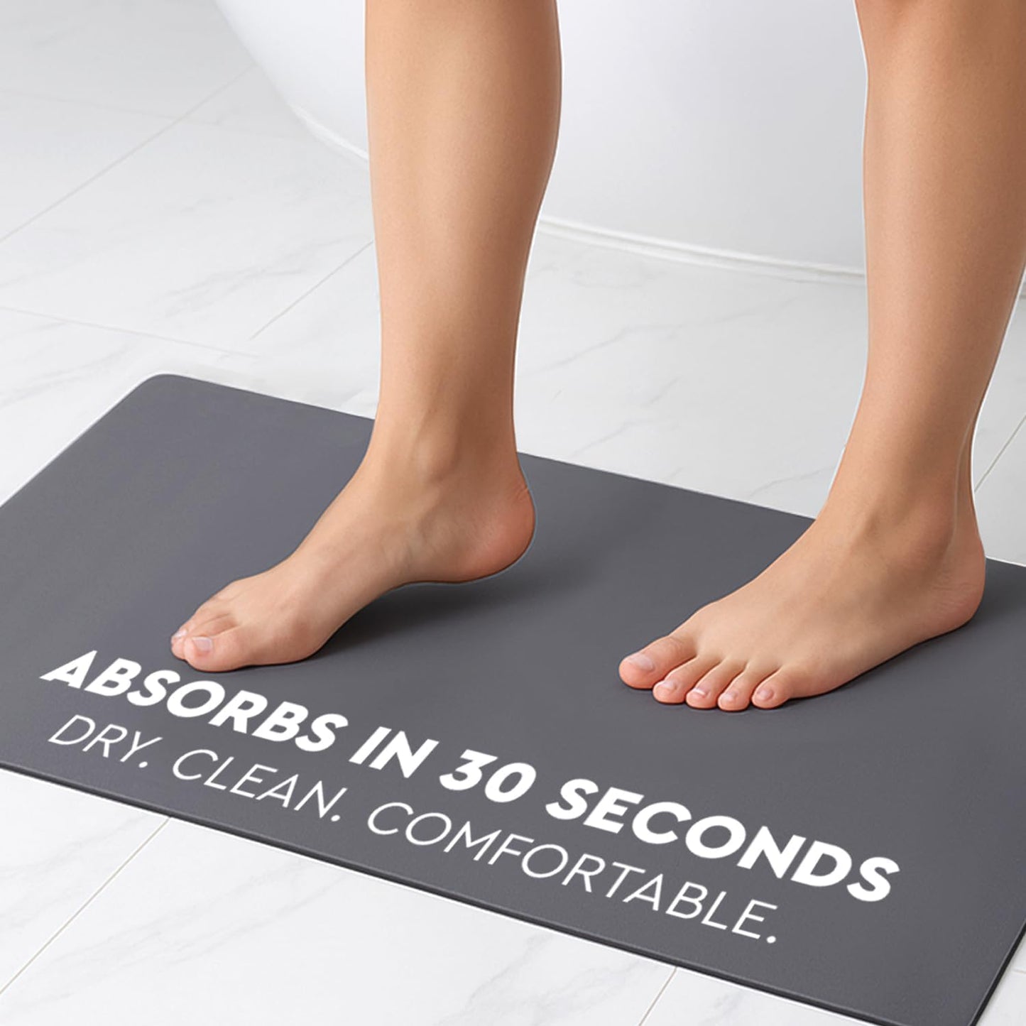 Homergy Bath Mat – Super‑Absorbent & Quick‑Dry with Non‑Slip Rubber Backing, Machine Washable & Odor Resistant – 18x28 in, Dark Gray