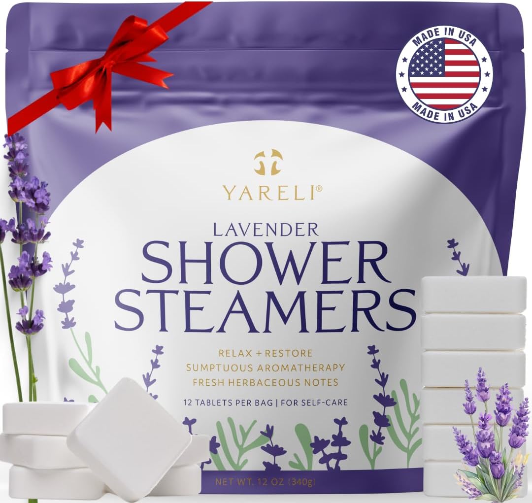 Yareli Shower Steamers Aromatherapy, 12 Pack, for Women and Men - Sinus Relief and Self Care Birthday and Relaxation Spa Gift - Lavender