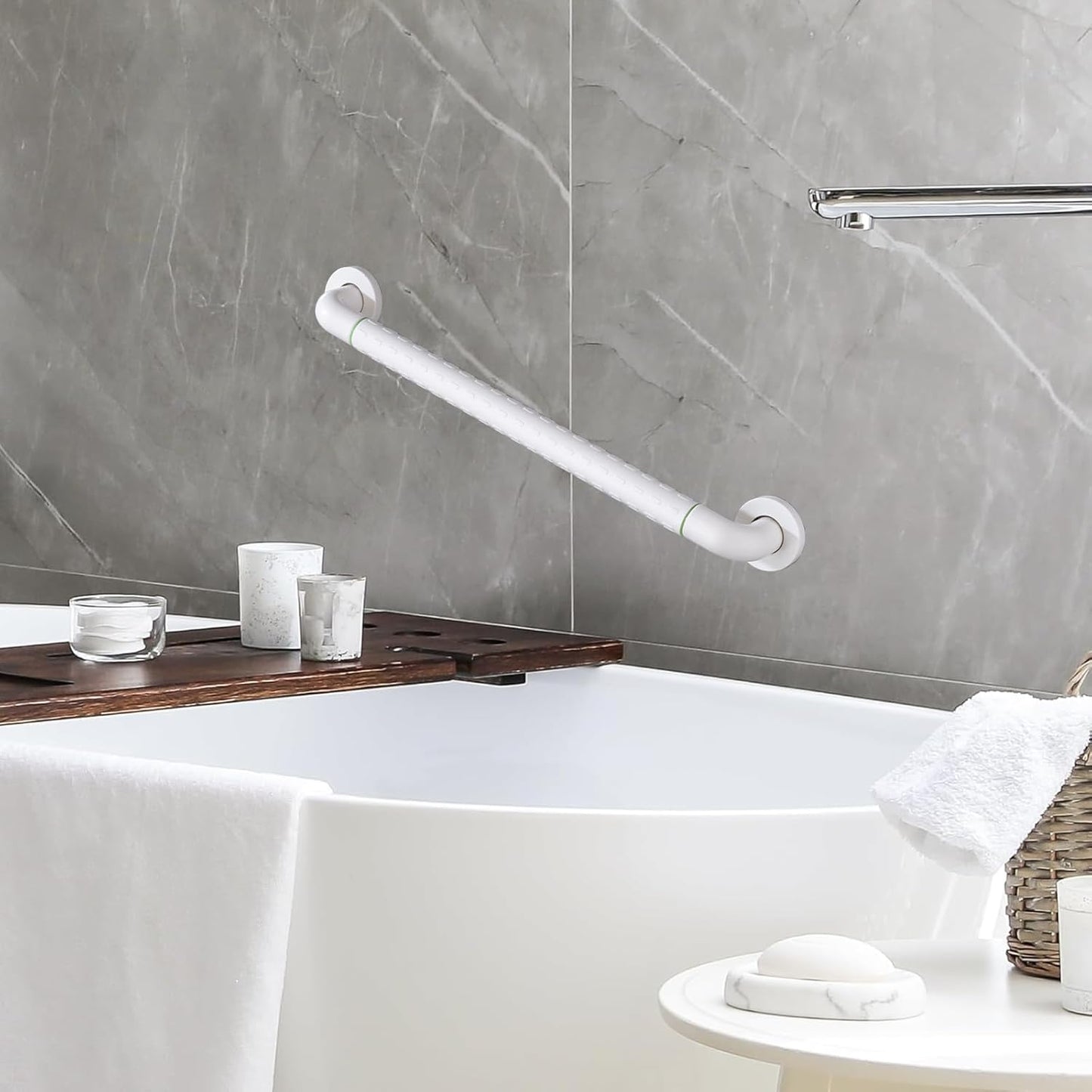 Joyrain 16-inch Bathroom Safety Grab Bar - 500lb Weight Capacity ADA Certified Anti-Slip Handle for Shower/Tub/Toilet, Elderly & Disabled Assist (White（2-Pack）, 16 inches (Overall Length 400mm))