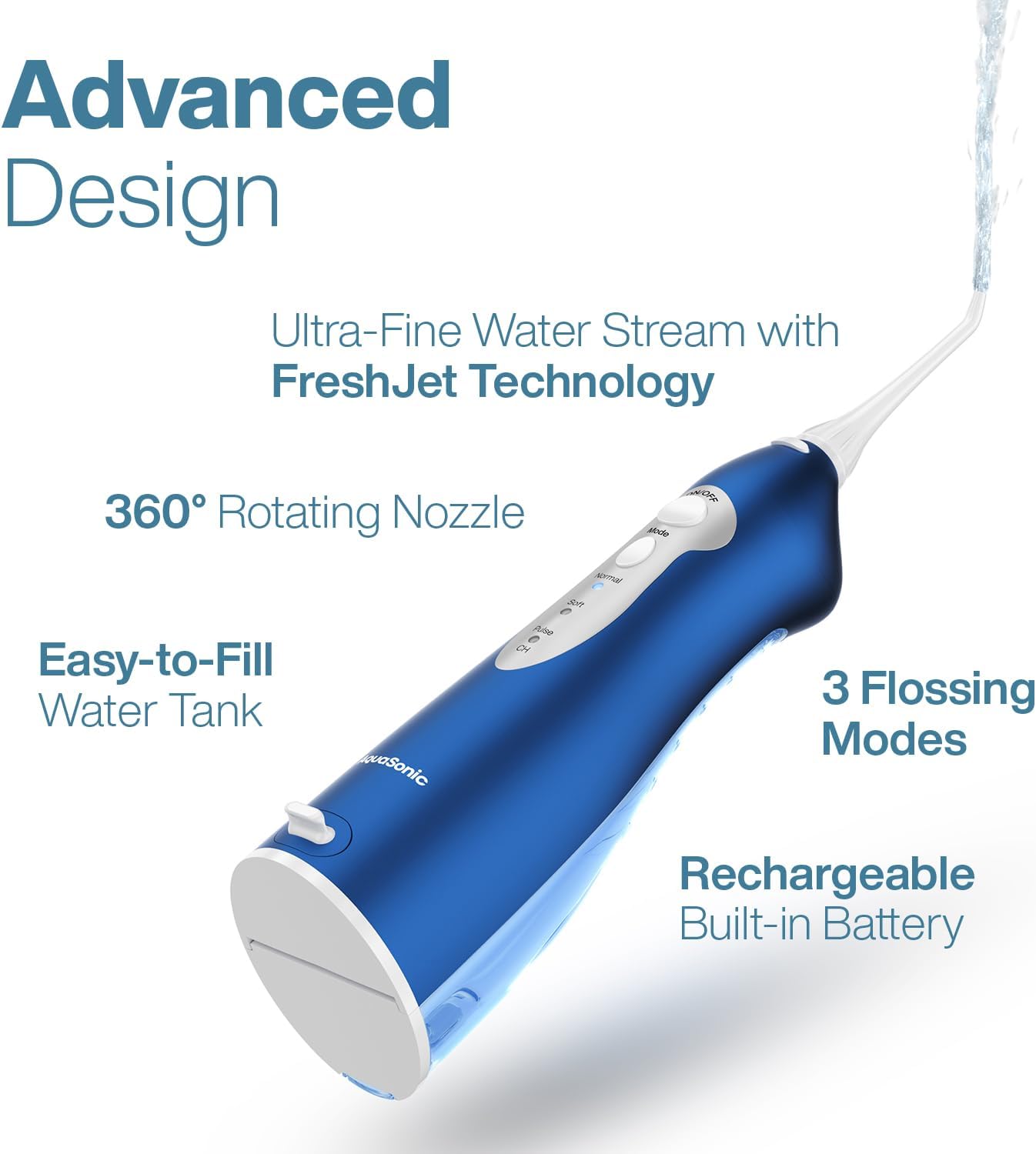 AquaSonic Water Flosser - Cordless Rechargeable Water Flossers for Teeth Cleaning - Waterproof Aqua Flosser, Portable Oral Irrigator for Dental Cleaning with 5 Jet Tips – Braces Home Travel