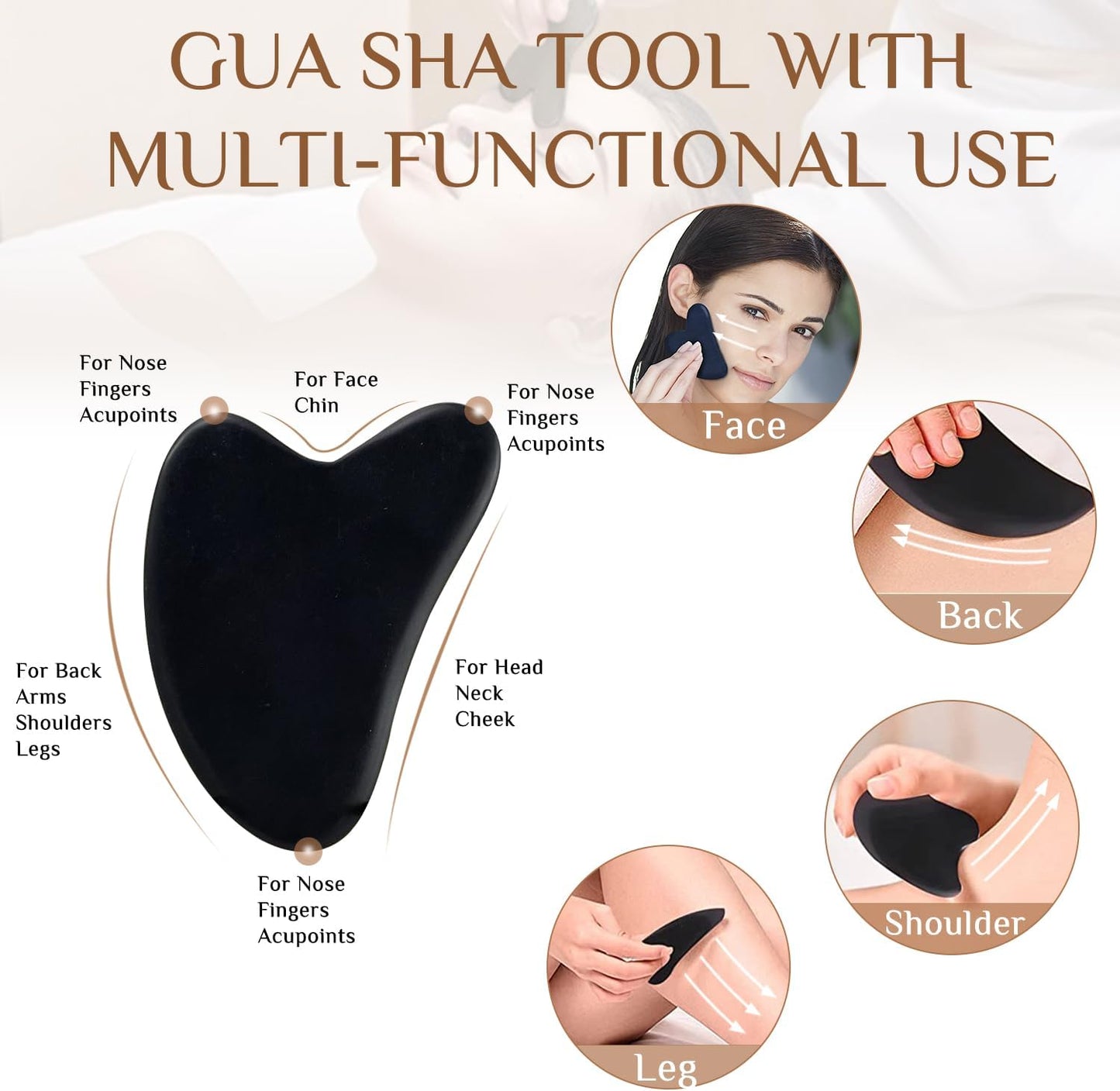 Hot Stones for Massage Essential Basalt Massage Stones Gua Sha Facial Tools, Massage Tools for Professional or Home SPA, Relaxing, Healing, Pain Relief