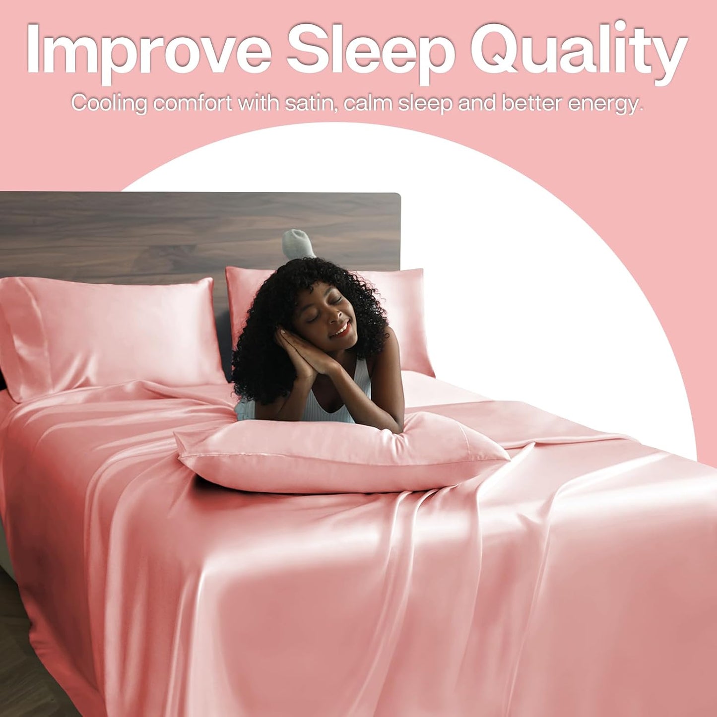 MR&HM Satin Pillowcase for Hair and Skin, Silk Satin Pillowcase 2 Pack, Queen Size Pillow Cases Set of 2, Silky Pillow Cover with Envelope Closure (20x30, Blush)