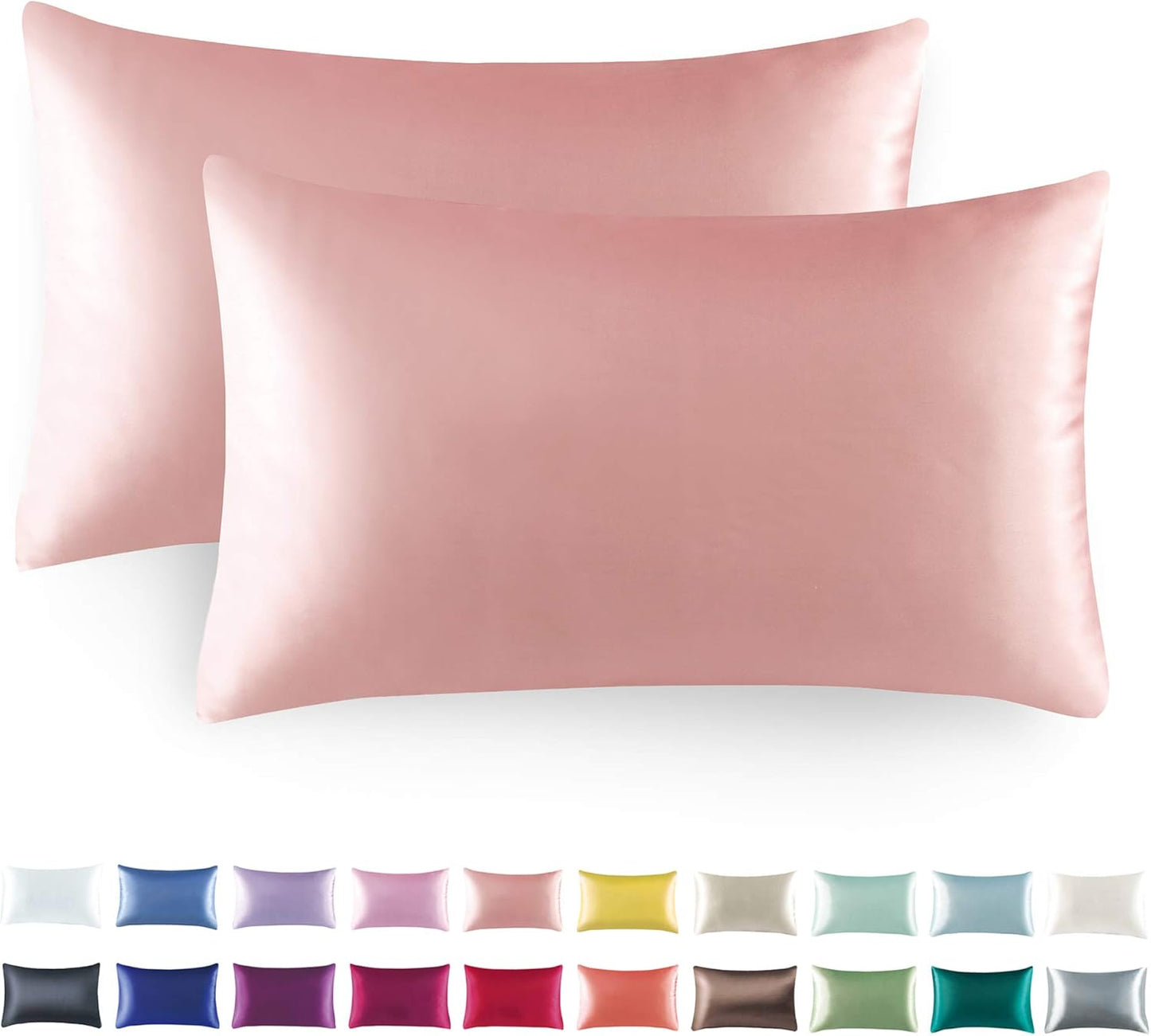 Tyfitb Satin Pillowcase for Hair and Skin, Coral Pillowcases Set of 2, Cooling Pillow Cases Standard Size(20×26 Inches), Soft Luxury Satin Pillowcase with Envelope Closure