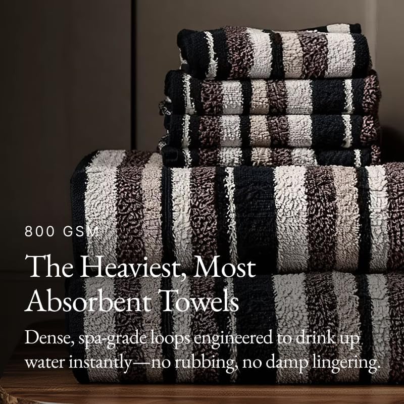 Italic Ultraplush 100% Australian Cotton Hand Towels - Set of 2 Luxury Hand Towels, Ultra Soft and Highly Absorbent 800GSM for Bathroom,Shower, Hotel, and Spa (Stripe Multi-Color)