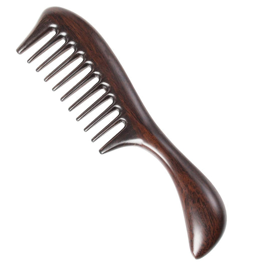 Onedor Handmade Black Sandalwood Hair Combs - Anti-Static Scented Wood Comb for Natural Hair Detangling (Extra Wide Tooth)